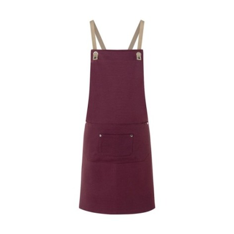 Bib Apron With Crossed Ribbons And Big Pocket