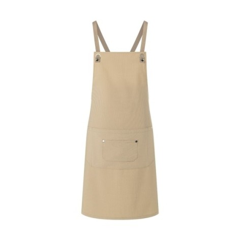 Bib Apron With Crossed Ribbons And Big Pocket