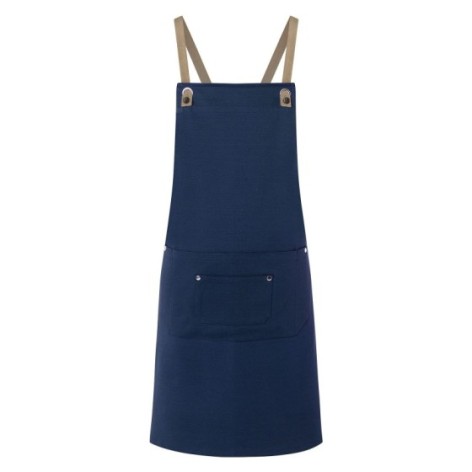 Bib Apron With Crossed Ribbons And Big Pocket