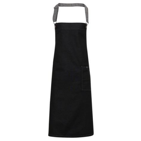 District Waxed Look Denim Bib Apron