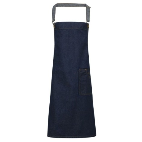 District Waxed Look Denim Bib Apron