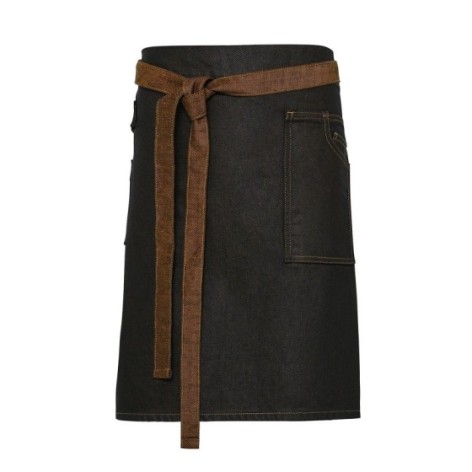 Division Waxed Look Denim Waist Apron