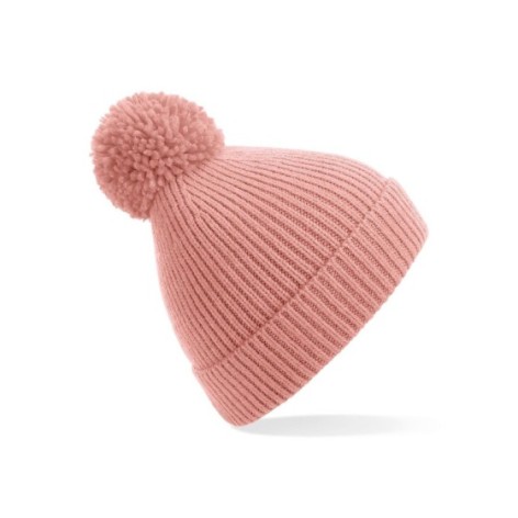 Engineered Knit Ribbed Pom Pom Beanie