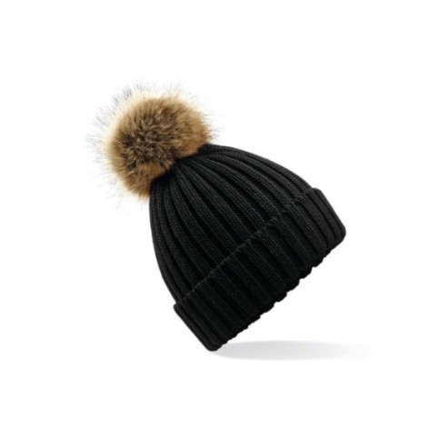 Fur Pom Pom Chunky Beanie