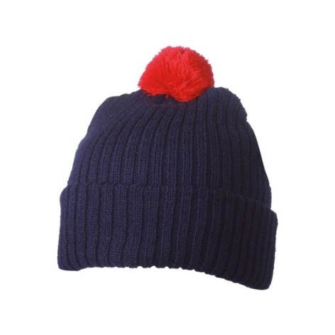 Knitted Cap with Pompon