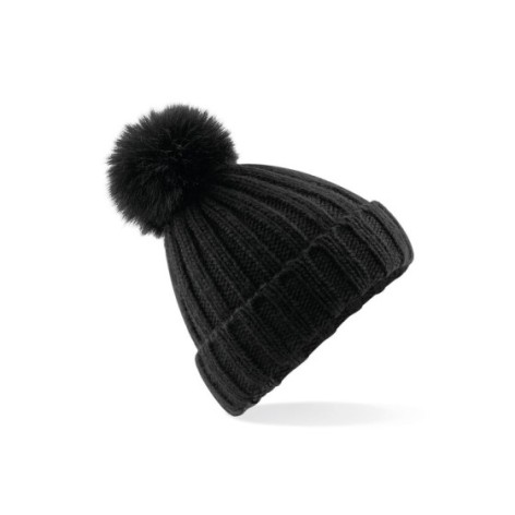 Verbier Fur Pop Pom Chunky Beanie