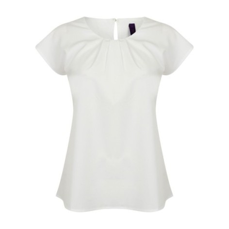 Ladies' Pleat Front S/S Blouse