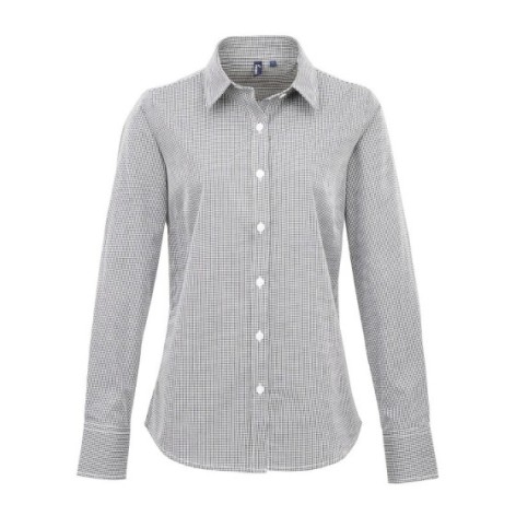 Ladies' Long Sleeve Microcheck Gingham Shirt