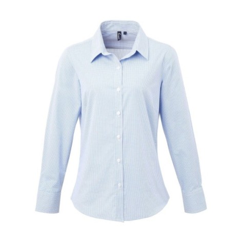 Ladies' Long Sleeve Microcheck Gingham Shirt