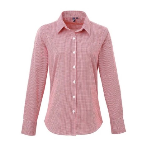 Ladies' Long Sleeve Microcheck Gingham Shirt