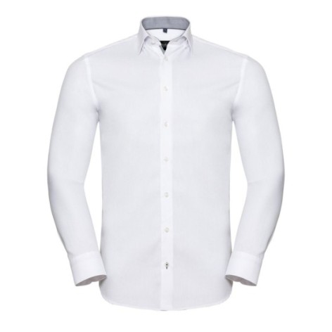 MenÂ´s Long Sleeve Tailored Contrast Herringbone Shirt