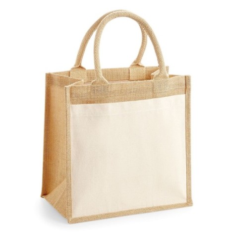 Cotton Pocket Jute Midi Tote