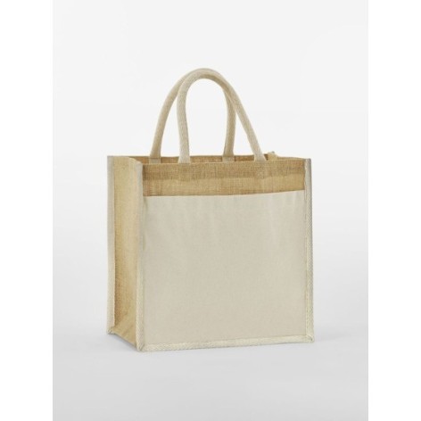 Cotton Pocket Natural Starched Jute Midi Tote